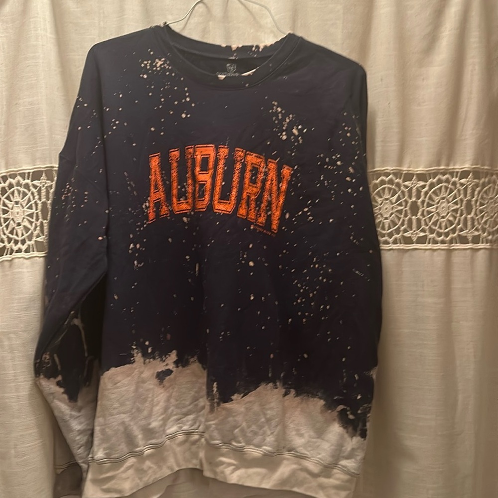 Auburn University Sweatshirt W/M L Blue Splatter Tigers Southern Bliss